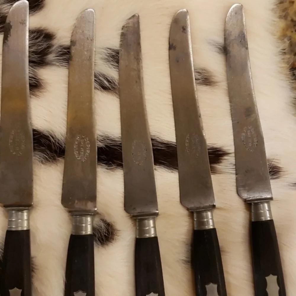 Vtg‎ J Depirc Gembloix Set 12 Knives/Brass Holder
